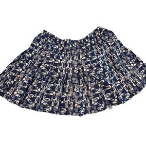 White and Blue Geometric Pleated Tennis Skirt